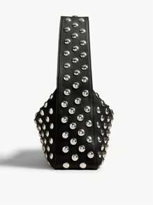 Fashionable Studded Purses, Shoulder Bag Punk Inspired, Wome's Small Shouder Purse, Vegan Leather Designer Handbags Streetwear - màu đen - Xem 4