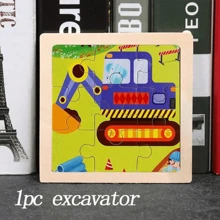 5 pièces puzzle éducatif en bois pour enfants, puzzle de reconnaissance de dessins animés d'animaux et de véhicules, style aléatoire envoyé