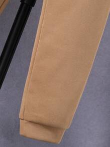 Tween Boy Letter Print Embossed Hoodie And Sweatpants Set, Warm