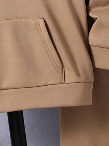 Tween Boy Letter Print Embossed Hoodie And Sweatpants Set, Warm