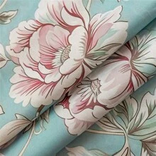 2pcs Rose Print Blackout Curtains With Iron Rings, 100% Light Blocking