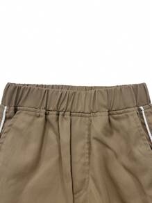 1 条青少年女孩简约休闲基本款直筒裤，适合室内/室外、春/夏/秋/冬 - 卡其色 - 查看 6