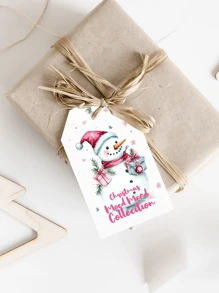 9/18/36pc Gepersonaliseerde Roze Winter Kerst Cadeau Labels, Gepersonaliseerde Tekst Vakantie Labels En Cadeau Zak Labels, Kerstman, Kerst Sneeuwman, Kerstboom Patroon Ontwerp, Kerstboom Labels