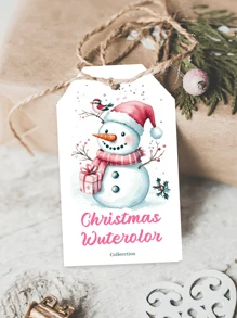 9/18/36pc Gepersonaliseerde Roze Winter Kerst Cadeau Labels, Gepersonaliseerde Tekst Vakantie Labels En Cadeau Zak Labels, Kerstman, Kerst Sneeuwman, Kerstboom Patroon Ontwerp, Kerstboom Labels