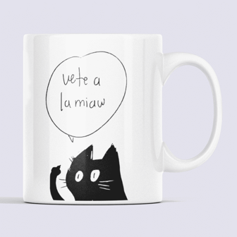 Taza Gato Sarcástico "Vete a la Miaw" | Diseño Divertido | Regalo Original para Amantes de los Gatos | Cerámica Blanca Café o Té