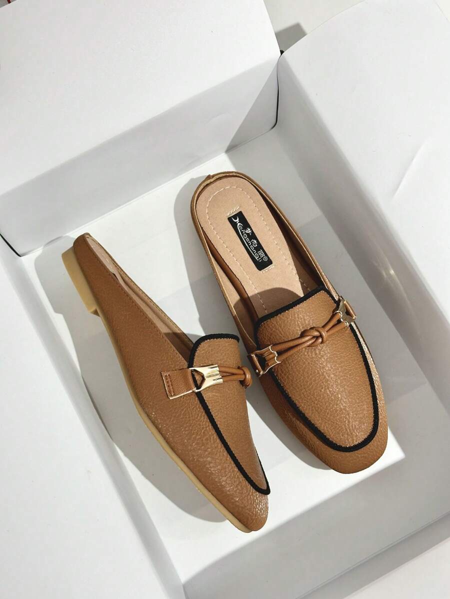 Mengshangli Giày lười đế bằng thời trang nữ, giày lười hở lưng cho hoạt động ngoài trời