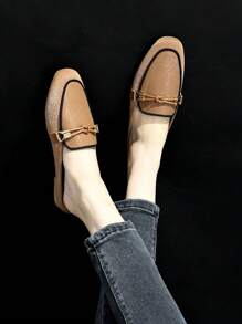 Mengshangli Giày lười đế bằng thời trang nữ, giày lười hở lưng cho hoạt động ngoài trời - màu nâu - Xem 5