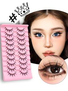 10 Cặp Lông Mi Đen Đầu Dày Kiểu Dáng Đẹp, Lông Mi Hoạt Hình Big Devil Tự Nhiên Giả Chồn 3D, Dụng Cụ Trang Điểm Nối Mi COS Delicate Có Thể Tái Sử Dụng Dài 8-13mm, Thích Hợp Để Đeo Hàng Ngày - Lông mi Manga nhọn - Xem 5