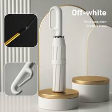 1pc Automatic Folding Umbrella With Buckle, Convenient To Carry. Larger, Thicker, Stronger. Suitable For Men & Women, Portable Windproof & Rainproof, Double-Layer Protection, Various Frame Designs, Snap Or Rotary Handle, Multiple Colors (Due To Different Batches, The Fabric, Frame Color, English Letter Pattern Design, Button Shape And Rib Color Are Randomly Matched. We Apologize For Any Inconvenience Caused) Summer Cooling,Beach,Travel