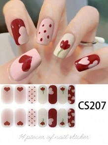 1 张全指甲贴纸套装 - 具有花卉、几何和心形主题设计，包括美丽的郁金香图案、闪闪发光的元素和 3D 蝴蝶结装饰，打造优雅时尚的美甲 - Follow Your Heart - 查看 18