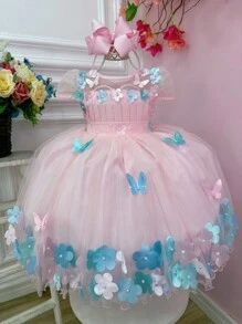 Light Baby Pink Delicate Princess Dress With Pearls - 淺粉色 - 查看 5