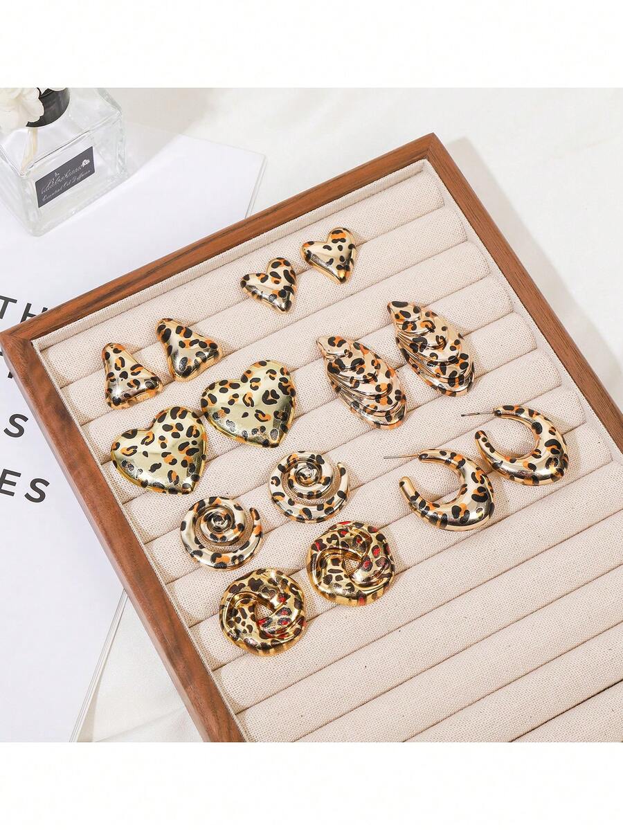 Họa tiết da báo Châu Âu và Mỹ mới, Hình học, Trái tim, Phụ kiện thời trang hình giọt nước, Thu/Đông - da báo - Xem 1