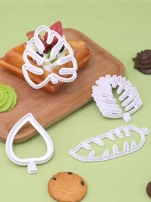 4pcs Tropical Leaf Shaped Baking Molds, Realistic Simulation Baking Tools Kitchen Cookware Set - White - View 3