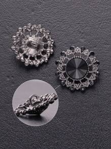 5pcs/Pack Vintage Hollow Flower Rhinestone Decorated High-End Metal Buttons, Suitable For Shirts, Sweaters, Suits, Coats, Shoes, Hats, Bags DIY Decoration, Handmade Clothes Jewelry Accessories - Multicolor - View 6