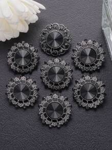 5pcs/Pack Vintage Hollow Flower Rhinestone Decorated High-End Metal Buttons, Suitable For Shirts, Sweaters, Suits, Coats, Shoes, Hats, Bags DIY Decoration, Handmade Clothes Jewelry Accessories - Multicolor - View 5