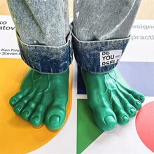 Men Fun Slippers Couple's Home Shoes, Horror Big Toe, Halloween Prank Slippers, Suitable For Cosplay,Men Gift That Makes People Laugh, Not Recommended For Long-Term Wear, Only One Size, Suitable Size EUR35-42, Foot Length 22.5-25.5cm, (Slight Color Difference Due To Different Product Batches) - Green - View 1