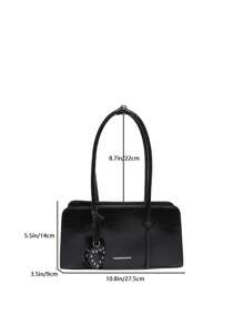 Leather Shoulder Bag For Women Designer Ladies Underarm Bag Work Tote Handbag Purse - Black - View 2