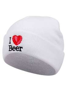 1 chiếc mũ len thêu chữ "I LOVE BEER", mũ len Pompom - nhiều màu - Xem 8