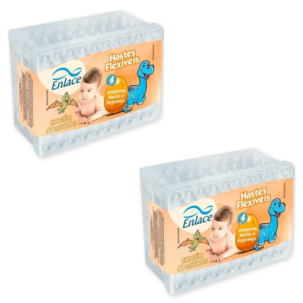 Kit 2 Packs Of Cotton Swab Flexible Rods For Newborns - Enlace - 50 Each Total 100 Units - 彩色 - 查看 1