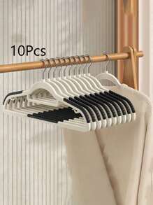 5pcs/10pcs Multi-Functional Household Clothes Hangers, Traceless Non-Slip Design, Thickened And Reinforced Shoulder-Saving Dual Hangers, Suitable For Drying Wet And Dry Clothes - Grey - View 10