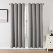 1 件或 2 件遮光窗帘，仿亚麻纹理窗帘，客厅/卧室窗帘，隔热窗帘，防水窗帘，家庭影院餐厅背景窗帘，2 片套装可选，长度可选 84 英寸、72 英寸、63 英寸 - 淺灰色 - 查看 16