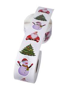 500 Sheets/Roll Of Merry Christmas Stickers, Christmas Themed Sealed Label Stickers, Suitable For Homemade Gift Baking Packaging Envelopes, Stationery Decoration, Christmas Greeting Stickers, Sealing, Gift Decoration, Christmas - Multicolor - View 10