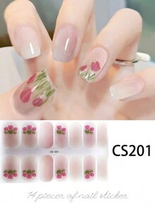 1 张全指甲贴纸套装 - 具有花卉、几何和心形主题设计，包括美丽的郁金香图案、闪闪发光的元素和 3D 蝴蝶结装饰，打造优雅时尚的美甲 - Follow Your Heart - 查看 5