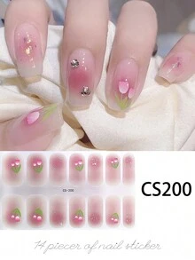 1 张全指甲贴纸套装 - 具有花卉、几何和心形主题设计，包括美丽的郁金香图案、闪闪发光的元素和 3D 蝴蝶结装饰，打造优雅时尚的美甲 - Follow Your Heart - 查看 4