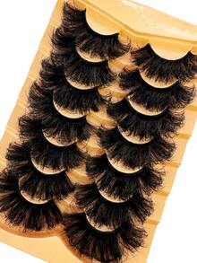 7 Pairs Of 25mm 9D Thick Mink Eyelashes, Curly DD Curl With Fluffy Cat Eye Dramatic Lashes, Dense Faux Mink Lash Extension Look, Reusable - lông mi mềm mại - Xem 7