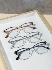 1/2/3 pares de gafas cuadradas para mujer, de color cobre con bloques de color en patchwork, livianas y de estilo casual para uso diario y en el trabajo