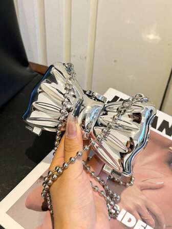 حقيبة يد صغيرة أنيقة للنساء ذات قشرة صلبة مع فيونكة