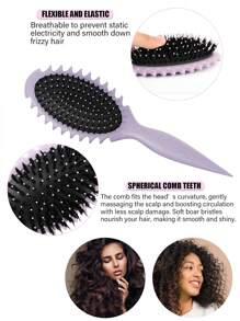 Diseñado por Candybrush Nuevo cepillo definidor de rizo 2024, cepillo para cabello rizado, cepillo para peinado con pinzas de caimán, cepillo perfilador de rizado y elevador de bordes para cabello rizado húmedo, desenredado, moldeado y definición de rizos para mujeres y hombres