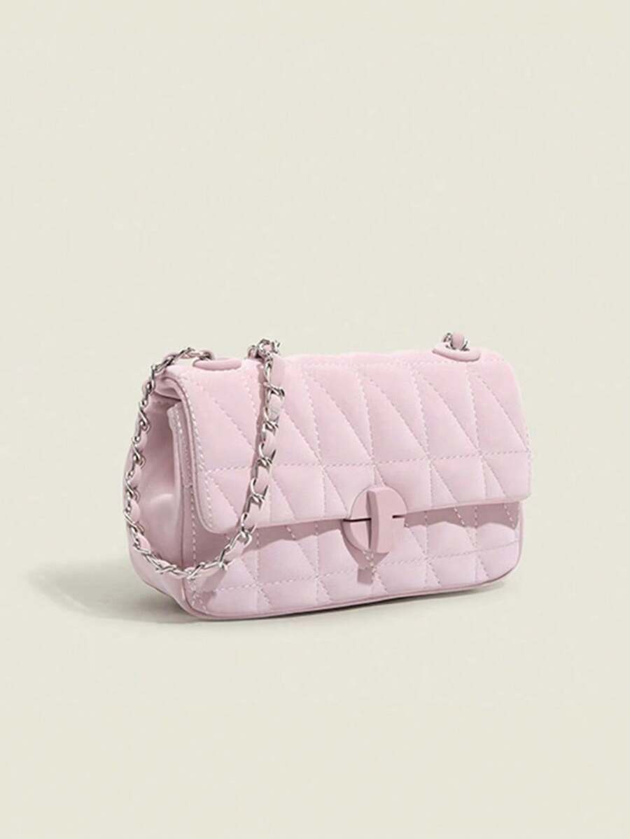 高品质女包手提包女2024新款小香风链条小包包时尚百搭斜挎包单肩包新颖 - 粉色 - 查看 1