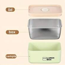 5 件装不锈钢便当盒，分隔式多隔间午餐盒，冰箱储物盒，学生/上班族大容量密封餐盒，微波炉安全方形午餐盒 - 彩色 - 查看 10