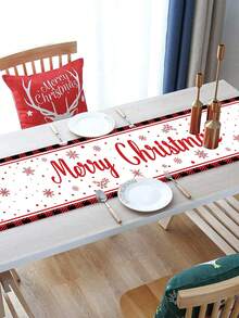 Khăn trải bàn chủ đề Giáng sinh, hình ảnh xe tải nhỏ màu đỏ của ông già Noel, thích hợp cho trang trí trung tâm bàn tiệc họp mặt gia đình vào dịp Giáng sinh - phong cách F - Xem 3