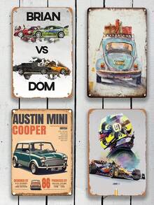 复古金属标牌 - 标志性汽车墙面艺术，8x12 英寸，复古锡装饰，适合家庭、酒吧、咖啡厅、车库和男人窝 - 彩色 - 查看 1