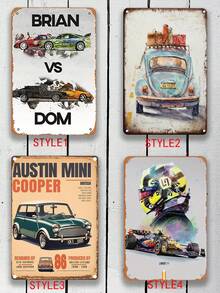 复古金属标牌 - 标志性汽车墙面艺术，8x12 英寸，复古锡装饰，适合家庭、酒吧、咖啡厅、车库和男人窝 - 彩色 - 查看 2