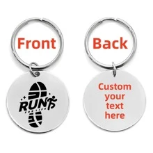 1pc Customized Name Running Boxer Hobby Key Chain Stainless Steel Shoe Print Boxing Glove Double-Side Engraved Custom Runner Boxer Athlete Key Chain Car Backpack Keyring, Graduation Christmas Gift, Running Event Souvenir - Multicolor - View 15