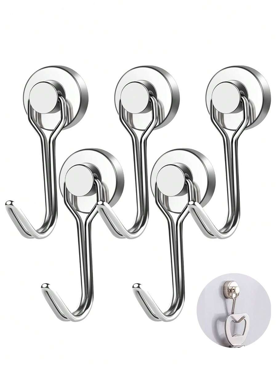 2 móc nam châm xoay nặng, móc nam châm đất hiếm Neodymium mạnh, móc nam châm bạc mạnh cho tủ lạnh, hộp đựng đồ nghề, ngoài trời, đồ dùng thiết yếu khi đi du ngoạn, phụ kiện tủ đựng đồ - Bạc - Xem 1