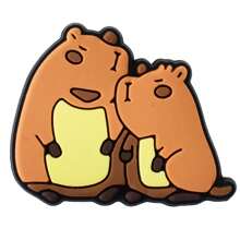 25 件卡通趣味水豚图案鞋饰套装，适用于木屐泡泡拖鞋凉鞋、PVC 鞋饰沙滩包配件生日圣诞节万圣节派对礼物 - 棕色 - 查看 5