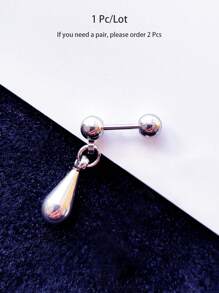 1Pc Not Allergic Silvery Stainless Steel Drop Pendant Earring Dopamine Barbell Earrings Helix Piercing Ear Bone Nail