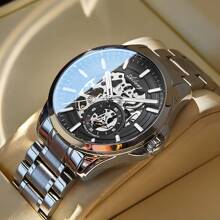 FENSIR 1件男士新款自动机械表，男士镂空时尚商务简约手表