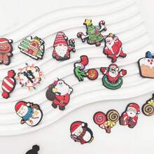 20/40PCS Christmas Themed Random Styles Shoe Charms Set For Clogs Bubble Slides Sandals, PVC Shoe Decorations Beach Bag Accessories Gift Idea For Birthday Christmas Halloween Party Favors
