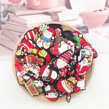 20/40PCS Christmas Themed Random Styles Shoe Charms Set For Clogs Bubble Slides Sandals, PVC Shoe Decorations Beach Bag Accessories Gift Idea For Birthday Christmas Halloween Party Favors
