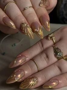 24 miếng/bộ ngọc trai dịu nhẹ, ngọc trai ba chiều, lấp lánh rực rỡ, đa năng và trắng cho móng tay ép, bộ móng hình quả hạnh nhân dài vừa phải, +1 gel thạch +1 dũa móng tay để trang trí móng tay, cải thiện thiết kế thanh lịch, tinh tế của bạn, có thể tái sử dụng, phù hợp với cuộc sống hàng ngày và các bữa tiệc của phụ nữ, và phù hợp làm quà tặng cho phụ nữ - Nhiều màu - Xem 1