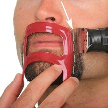 1pc Goatee Beard Shaper Shaving Template Shaping & Edge-Up Tool For Goatee Trimming Lineup Grooming Tool For Men Self Cut Guide - Red - View 1