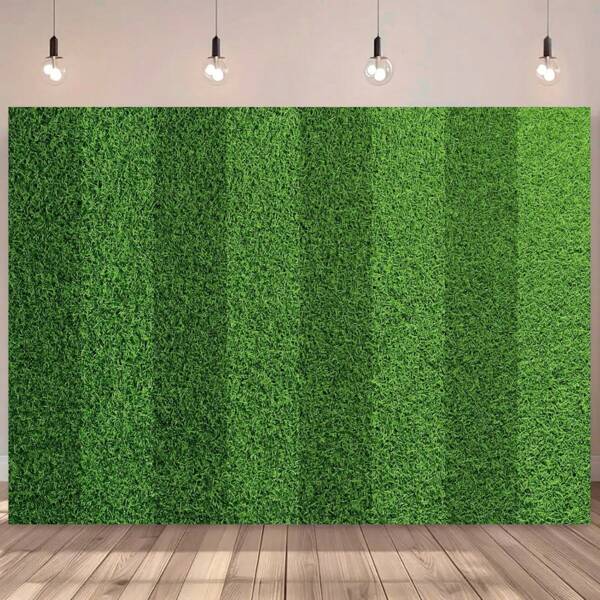 1pc Football Field Party Backdrop Green Grass Lawn Banner For Sports Events, Soccer Game Decorations & Birthday Celebrations, No Power Needed