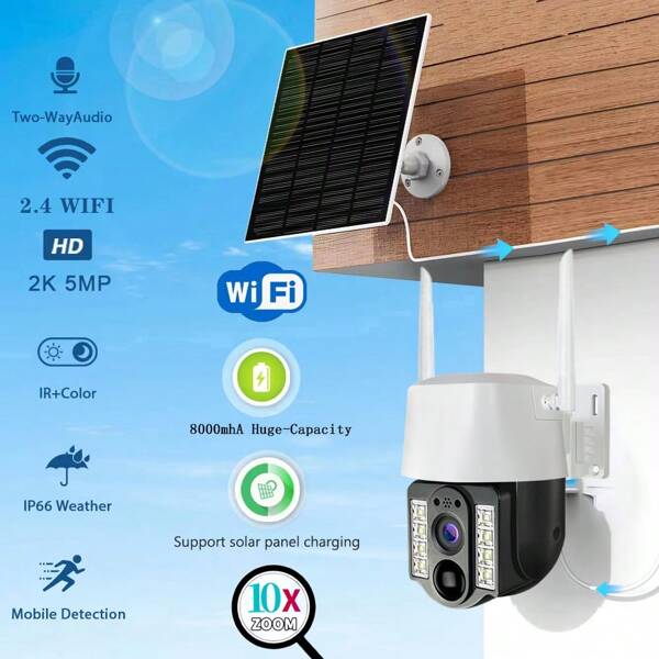 SWVW Kamera solarna WIF IP 10X Zoom Zewnętrzna PIR Wykrywanie człowieka Bezprzewodowa kamera CCTV Zasilana energią Wodoodporna V380 Inteligentna kamera do nadzoru bezpieczeństwa, 2.4GWIFI Zewnętrzne i wewnętrzne kamery do bezpieczeństwa domowego, bezprzewodowe kamery WIFI, kamery IP, kamery PTZ, kamera pierścieniowa, kamery bez nadzoru, kamery CCTV, kamera dla zwierząt domowych, inteligentne zewnętrzne wewnętrzne kamery do nadzoru PTZ IP, automatyczne śledzenie