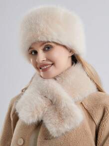 Fuzzy Bucket Hat For Women Furry Fur Bucket Hat Winter Warm Plush Fisherman Fluffy Sherpa Bucket Hat - Scarf + Hat - View 8