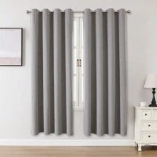 1 件或 2 件遮光窗帘，仿亚麻纹理窗帘，客厅/卧室窗帘，隔热窗帘，防水窗帘，家庭影院餐厅背景窗帘，2 片套装可选，长度可选 84 英寸、72 英寸、63 英寸 - 淺灰色 - 查看 18